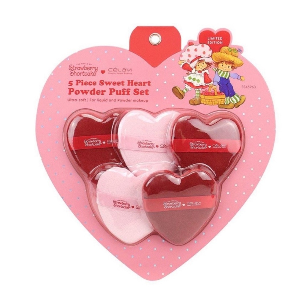 Strawberry Shortcake 5-Piece Heart Powder Puff Set - Pink & Red